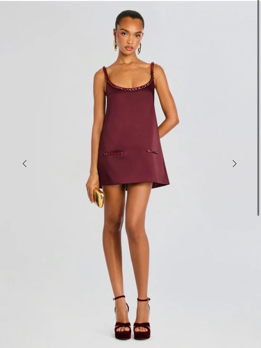 Retrofete Burgundy Beaded Mini Dress
